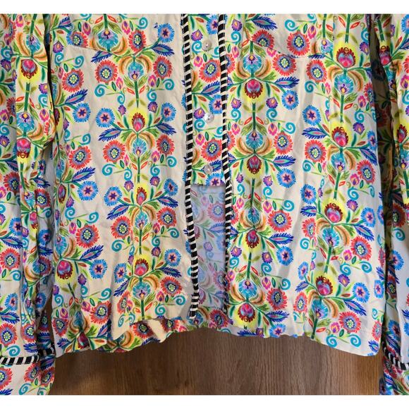 Natural Life Calypso Floral Button Down Blouse Top - Picture 5 of 11